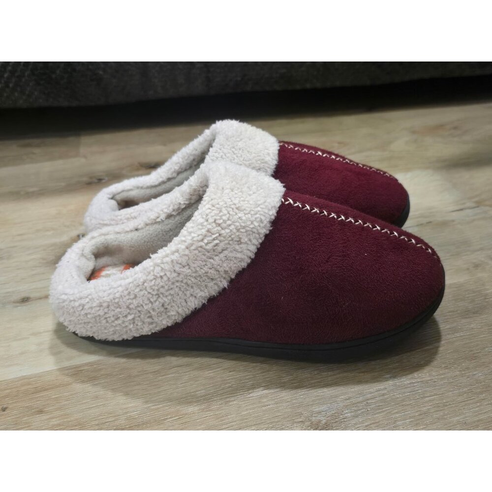 Ultraideas Burgundy Sherpa Lined Slippers Womens Medium 7 8 Cozy House Shoes